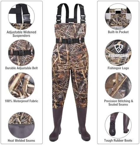 Fishing Waders for Men, 2-Ply Nylon/PVC Waterproof Women Chest Wader with Boots, Bootfoot Hunting Waders - Image 2