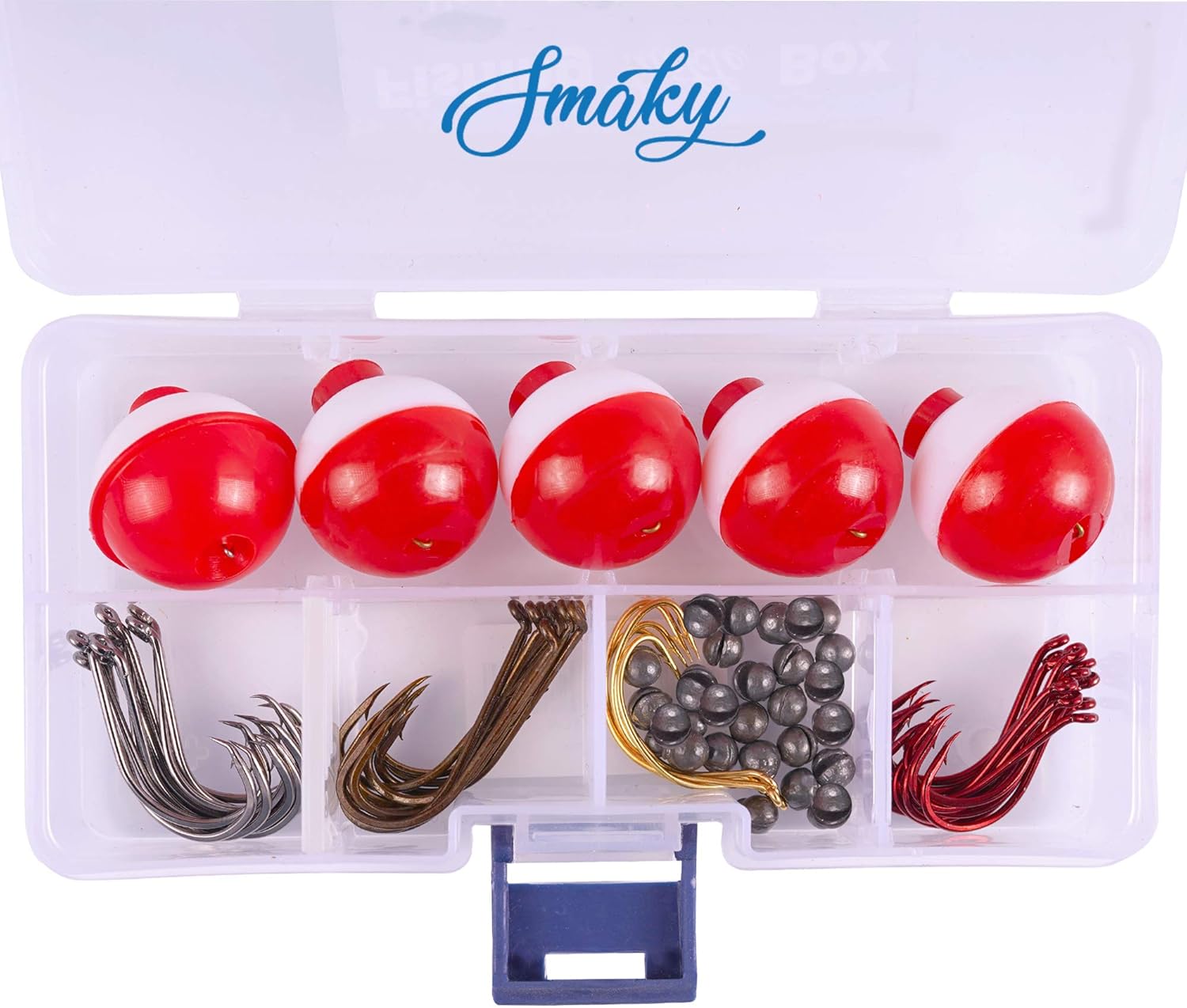 Smaky Fishing Tackle Kit Beginners Equipment 80 Pcs-Includes Fishing Hooks Bobbers Circle Octopus Hooks Sinkers| Starter Kit for Artificial and Live Baits (80-Pcs) - Image 9