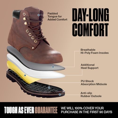 Work Boots for Men Soft Toe – 6inch Leather Boots for Construction Rubber Sole Working botas de trabajo para hombre, “Tank” Workboots - Image 3